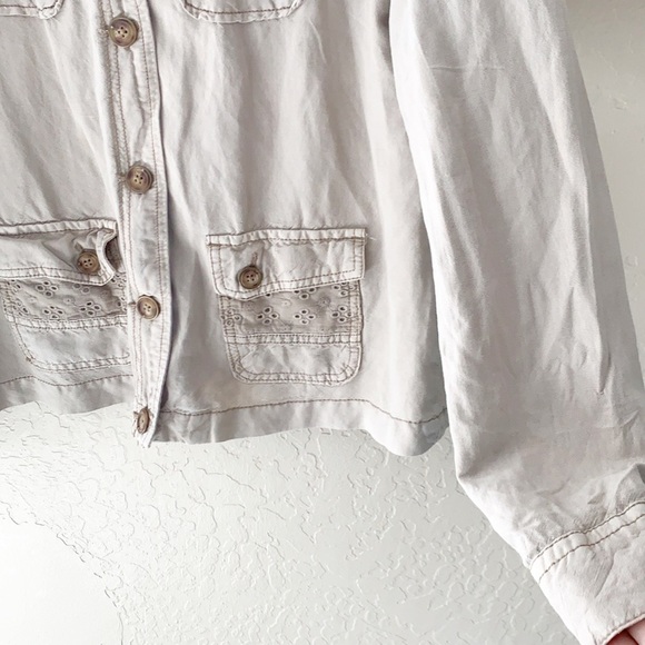 Maurices Button‎ Up Lace Detailed Linen Blend Shirt Jacket - Picture 5 of 11